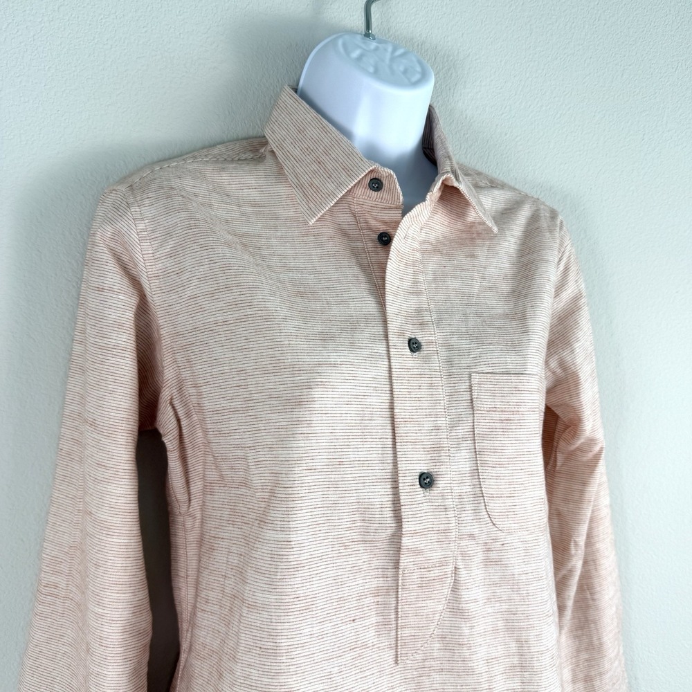 Eight Sand Stripe Popover Womens Small Linen Cotton Preppy Resortwear Minimalist - Picture 6 of 12